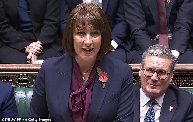 As part of her maiden budget Rachael Reeves announced £40billion of tax hikes. Pictured: Ms Reeves stands in the House of Commons as she gives her speech today