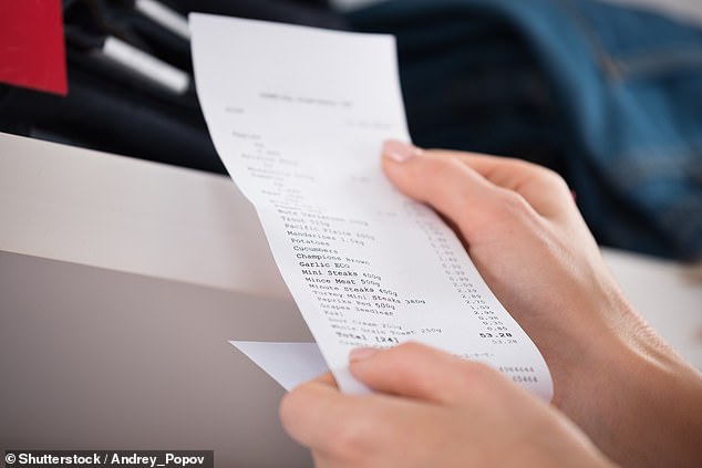 Recent research suggests that eight in 10 store receipts contain BPA and BPS (stock image)