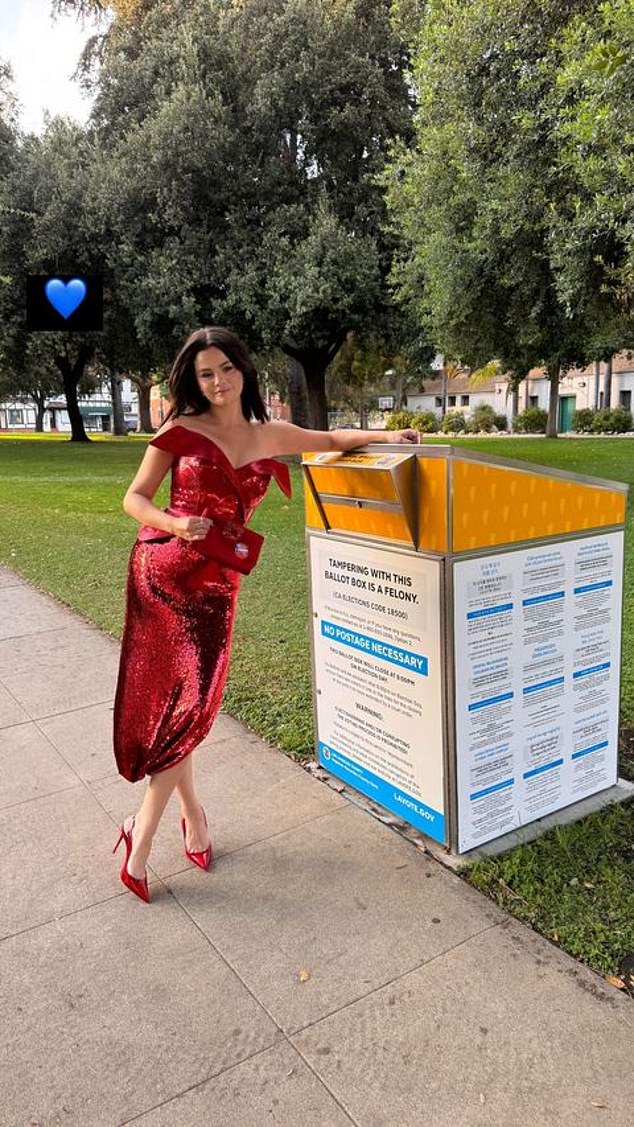 Gomez recently shared a video of herself submitting her ballot. She explained she posted the clip because 'people can sometimes forget that the one vote can change everything'