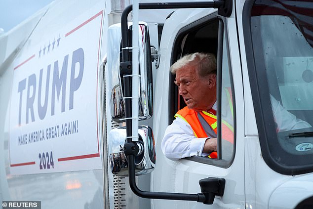 Trump trolled Kamala Harris and Biden by riding a garbage truck on his way to the rally