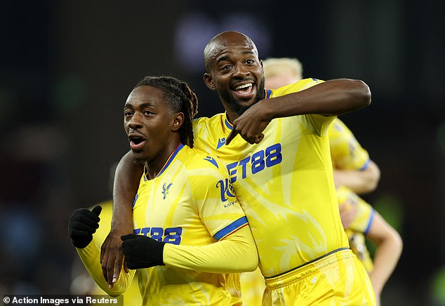 Eberechi Eze (left) put the visitors ahead at Villa Park before he was forced off through injury