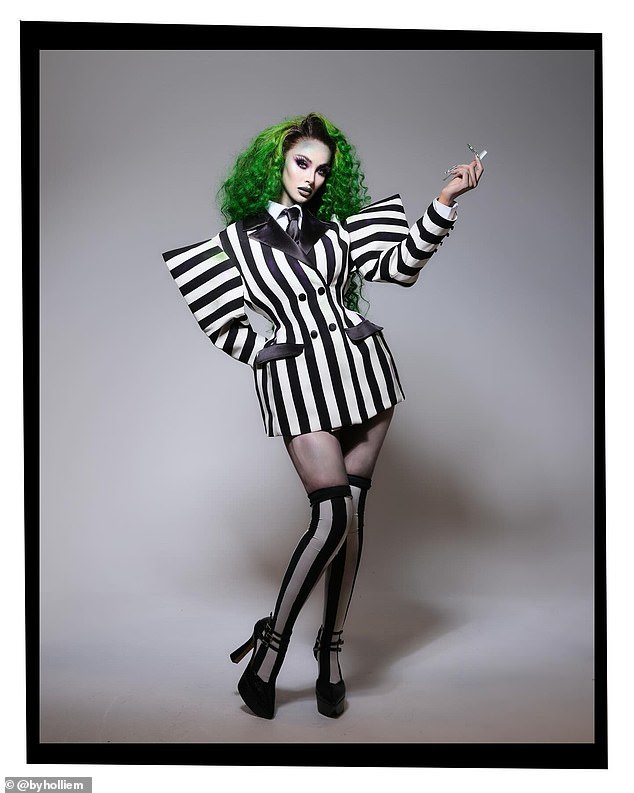 Maya transformed into iconic Halloween character Beetlejuice as she celebrated the spooky day ahead of her annual party