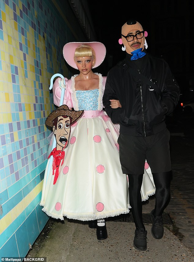 Meanwhile, popstar Jade, 31, looked unrecognisable as Toy Story character Little Bo Peep, as she arrived in fashion with her boyfriend Jordan Stephens