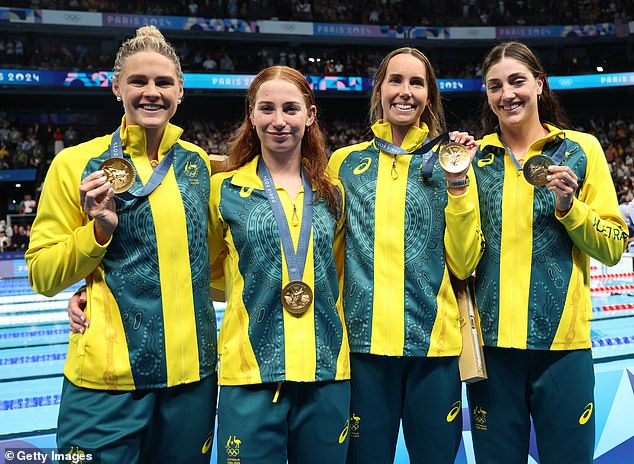 Shayna Jack (left) won gold in the 4x100m and 4x200m freestyle relay finals at the Paris Games