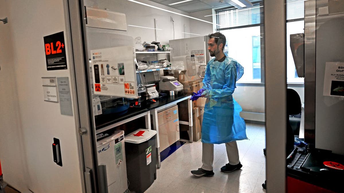 Doctor standing with bird flu samples