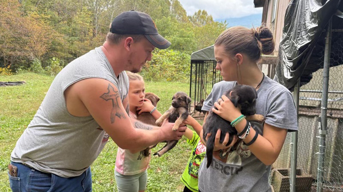 family with puppies in NC