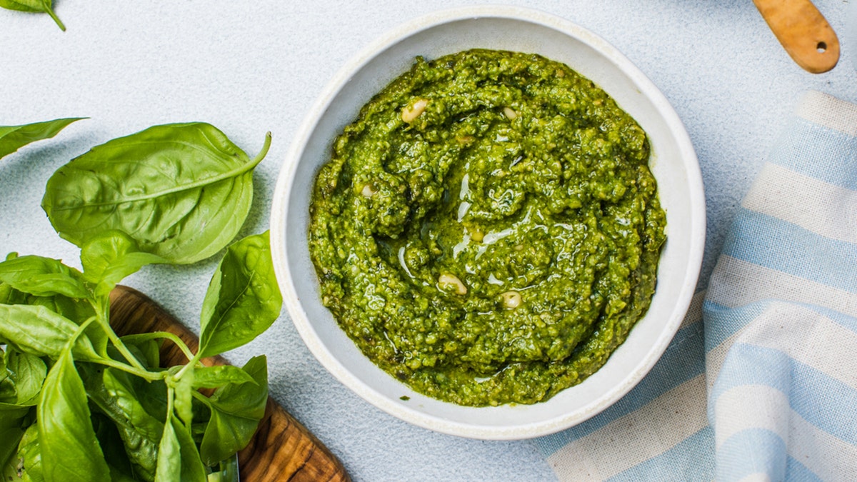 Pesto and basil