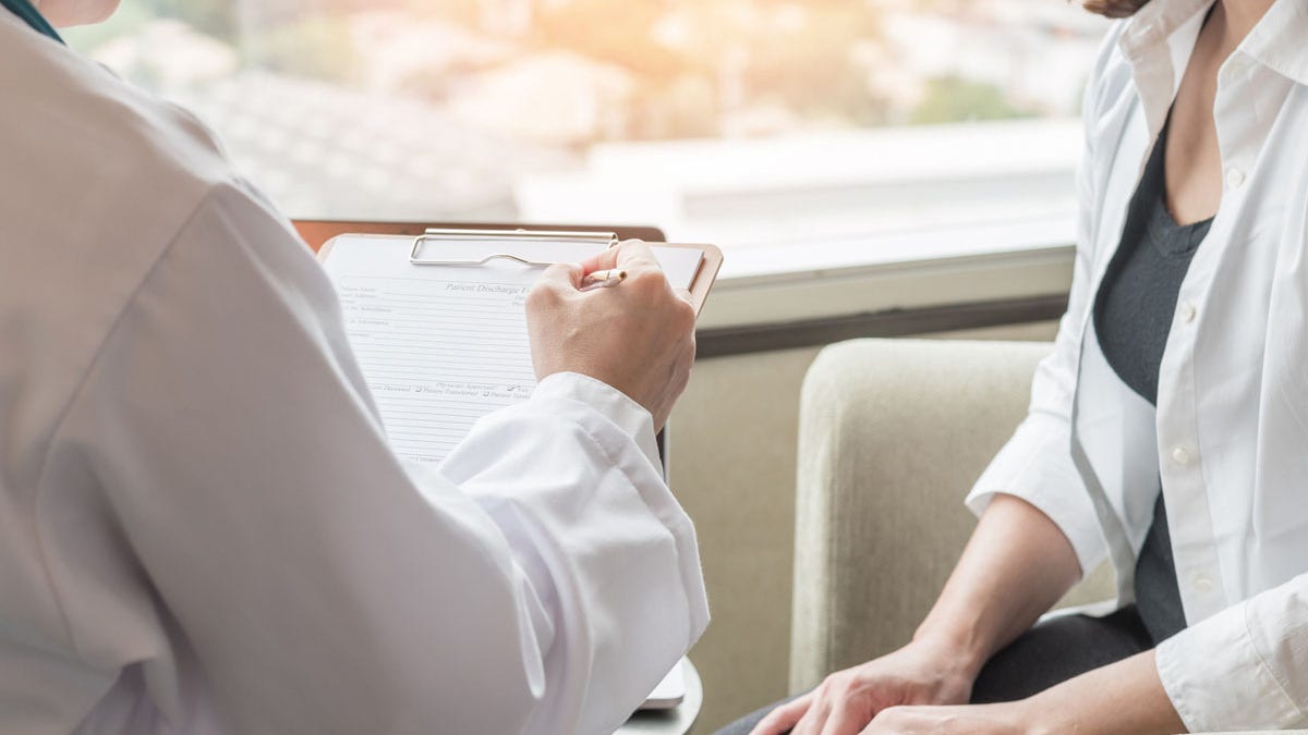 Woman at doctor