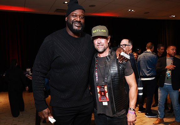 ARLINGTON, TEXAS - NOVEMBER 15: (L-R) Shaquille O'Neal and Josh Duhamel attend LIVE On Netflix: Jake Paul vs. Mike Tyson at AT&T Stadium on November 15, 2024 in Arlington, Texas. (Photo by Matt Winkelmeyer/Getty Images for Netflix Â© 2024)