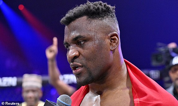 Mixed Martial Arts - Professional Fighters League Fight Night - Saudi Arabia - The Green Halls, Riyadh, Saudi Arabia - October 19, 2024 Francis Ngannou after winning his heavyweight bout REUTERS/Mohammed-Almsaad NO RESALES. NO ARCHIVES.