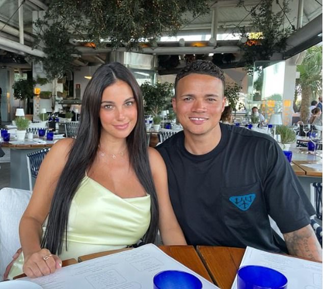 Jermaine Jenas, 41, pictured with his wife Ellie Penfold. He admitted she was 'absolutely raging' after finding out about the messages and had kicked him out of their bedroom