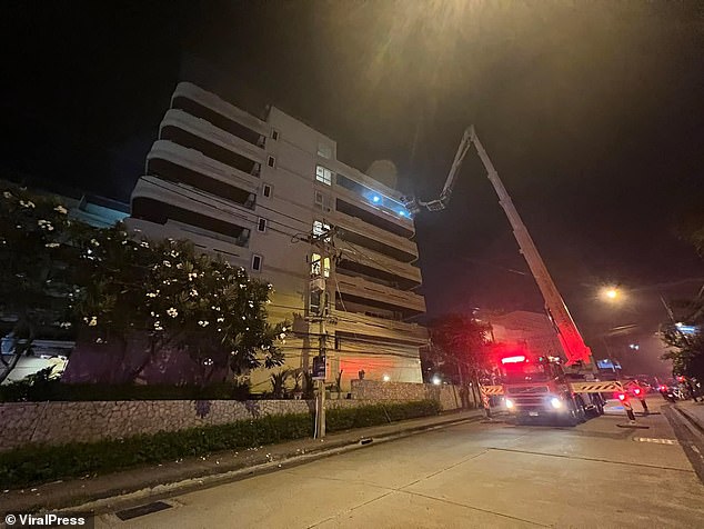 Rescuers used a truck with a boom lift to evacuate some of the residents before providing first aid and taking them to the Pattaya City Hospital for treatment