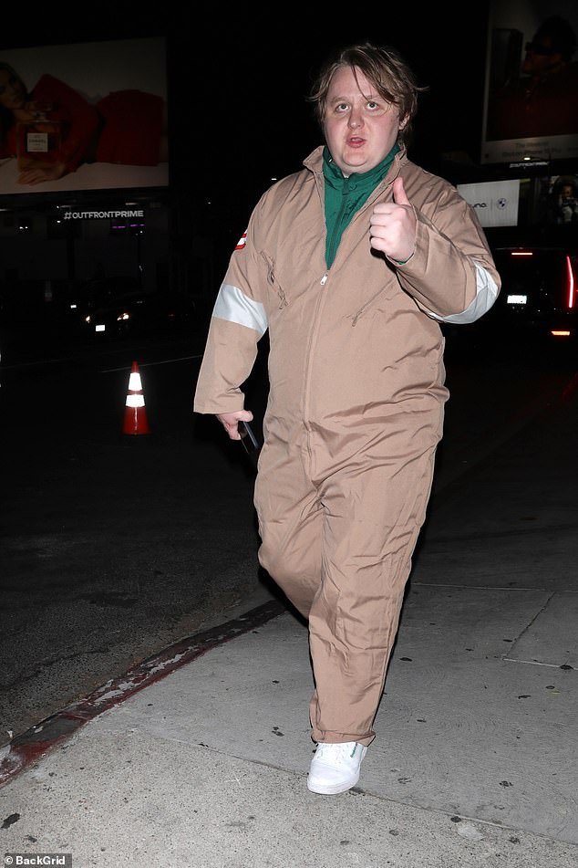 Scottish singer Lewis Capaldi also made a rare public appearance at the Halloween party, dressing up as a Ghostbuster for the occasion