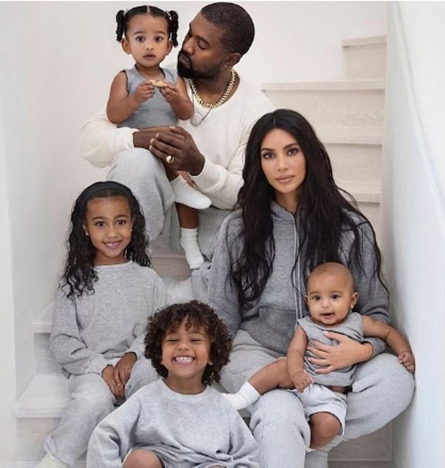 Kanye with his kids when he was still married to Kim Kardashian