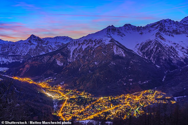 Sunset view of Bardonecchia in the Susa Valley in Italy's Piedmont region