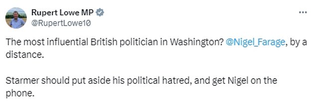 Jubilant Reform MPs have been demanding that Sir Keir uses Nigel Farage's close friendship with Mr Trump to prop up the Special Relationship.