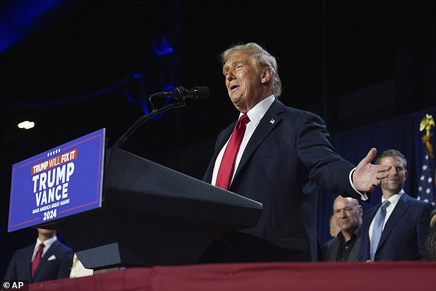 Trump declared victory in the presidential race as he addressed crowds in Palm Beach this morning