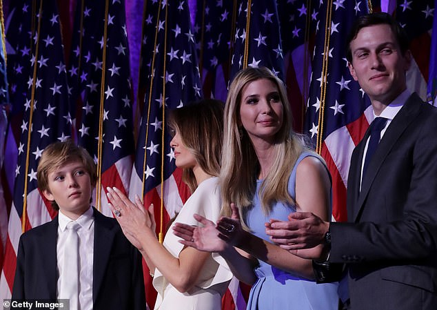 In 2016, Ivanka and her husband trailed right behind Melania and Barron as they took the stage, and were posed towards the front of the group