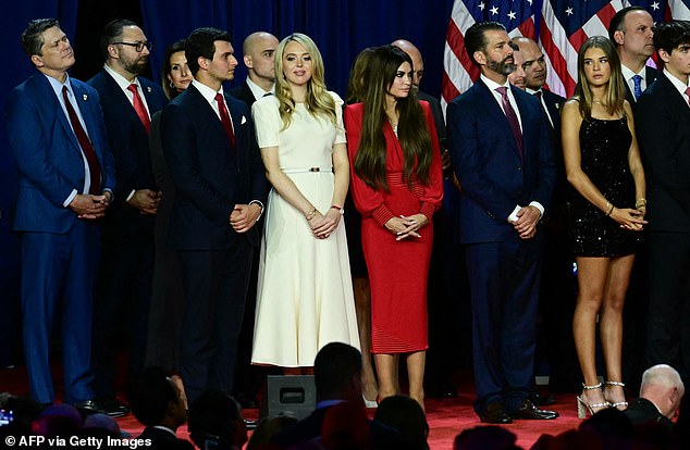 Jared and Ivanka also stood on the opposite side as the rest of their family members while on stage last night