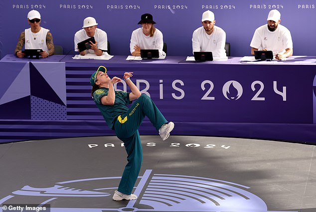 Raygun went viral at the Paris Olympics for her unique performance, hopping around like a kangaroo