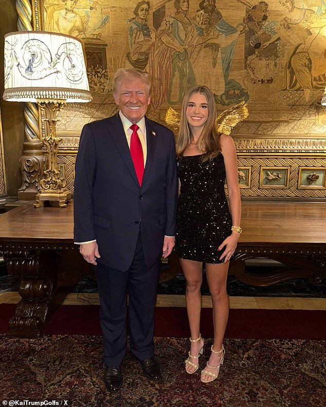 The teenager is an avid golfer like her grandfather (left) who sealed a return to the White House