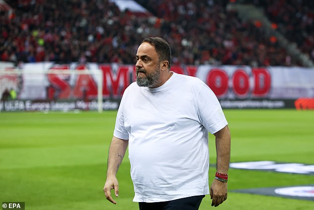 Olympiakos and Nottingham Forest co-owner Evangelos Marinakis before kick-off