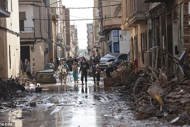 The warning for the Costa Del Sol region comes following catastrophic flash floods which killed more than 200 people in and around the east coast city of Valencia alone (Pictured)