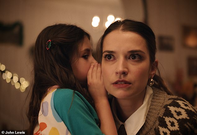 During the joyful advert, the lead character Sally (pictured right) races into a John Lewis' Oxford Street flagship store just before closing time after leaving it a little late to find the right present for her sibling