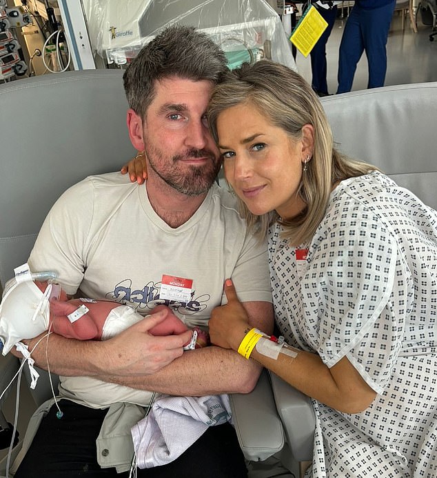 Olly and Anna with their baby daughter, who was born early at 35 weeks. The couple got engaged on a romantic New Year break in Thailand, just over a month after they met