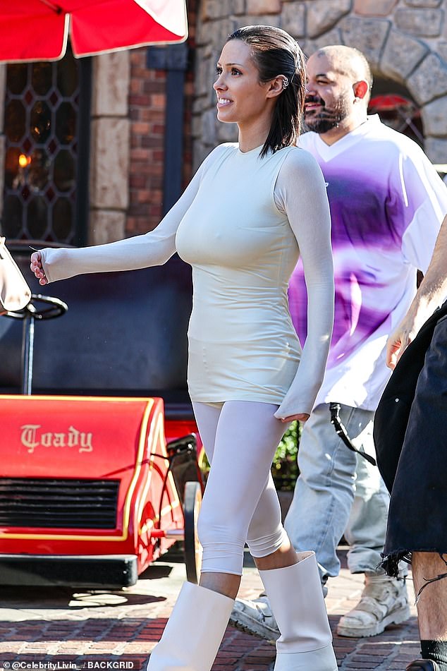 Bianca — who shocked Disney fans in April when she went barefoot on a visit to the park with Kanye — was surprisingly covered up as she arrived at the park in Anaheim, California, even though she appeared to go bra-free