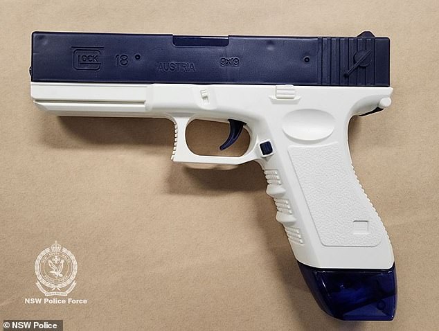 Virk allegedly waved around the water pistol (pictured) that looked very similar to a real gun