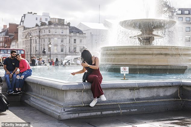 Pictured, London during unseasonably warm weather on October 16, 2024, due to a warm and humid airmass from the Mediterranean and northwest Africa, the Met Office said