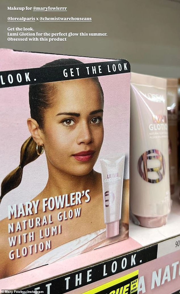 Fowler's ambassador role with cosmetics giant L'Oreal is paying off for her as she showed her fans a new product bearing her image (pictured)