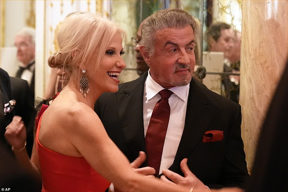 Sylvester Stallone stands with former Trump campaign manager and long-time ally Kellyanne Conway