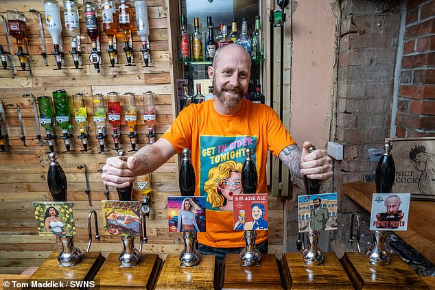 Luke's most popular range is called the Dictator, featuring Osama Bin Lager which went viral on social media in May, causing the pub's website to crash