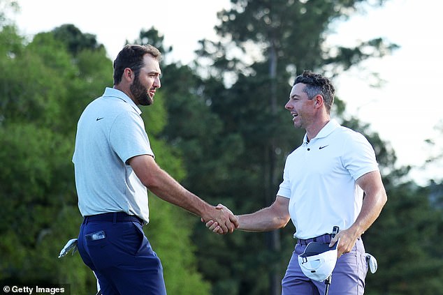 McIlroy (right) has has just fallen short of the likes of Scottie Scheffler (left), Xander Schauffele and Bryson DeChambeau