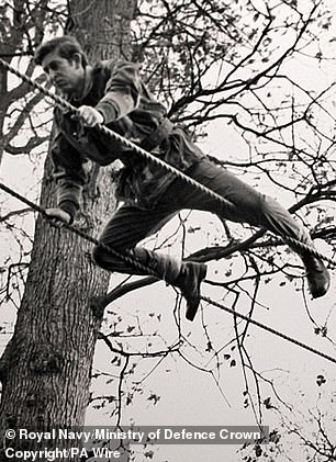 King Charles III, the then Prince of Wales, during 'familiarisation' training in 1974 at the Commando Training Centre Royal Marines