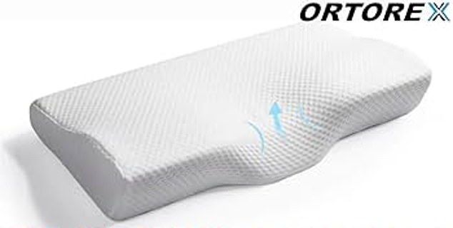 The Ortorex memory foam pillow helps align the spine, which is essential for neck pain