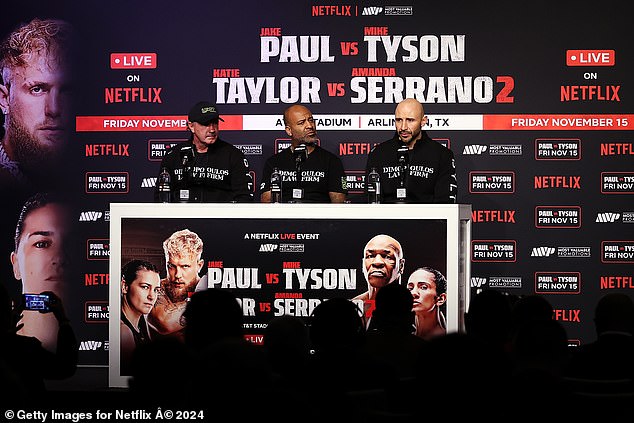 Rafael Cordeiro (centre) said Tyson will no 'go back home to his loved ones' after the defeat