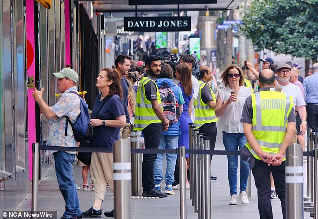 Some families did still stop to see the latest edition of the windows on Sunday morning