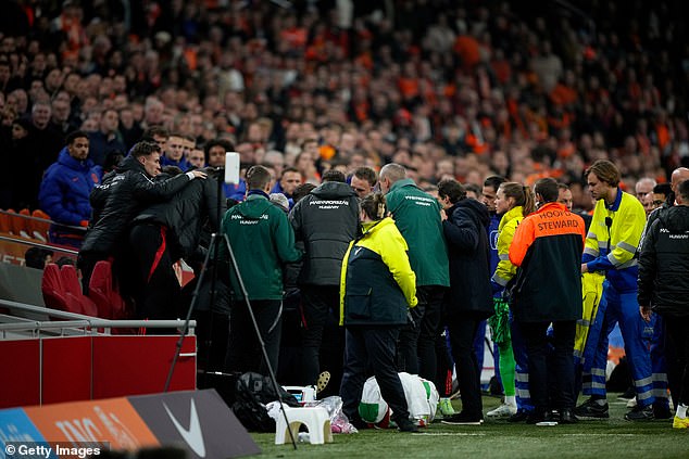 The match was suspended before getting back underway after Szalai was sent to hospital