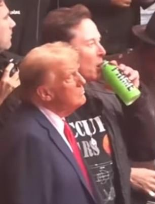 Elon Musk, in attendance with Trump, was also seen sipping on the branded drink