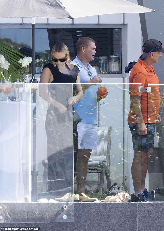 Despite his friendship breakdown with Michael, Anthony appears to be on good terms with the cricketer's ex-girlfriend Jade (left) who was seen at the recovery party on Sunday