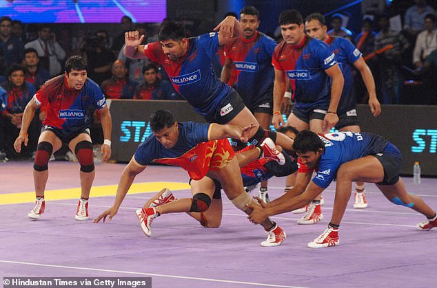 Kabaddi (pictured) has been described as a combination of rugby, tag and British Bulldog