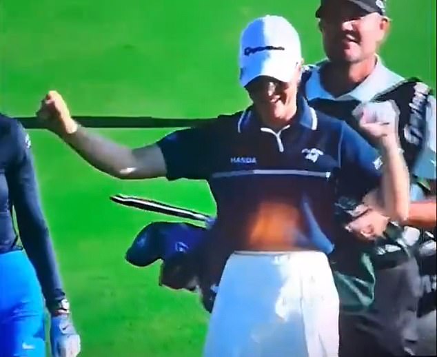 The British golfer appeared to perform Donald Trump's dance move at The ANNIKA Sunday