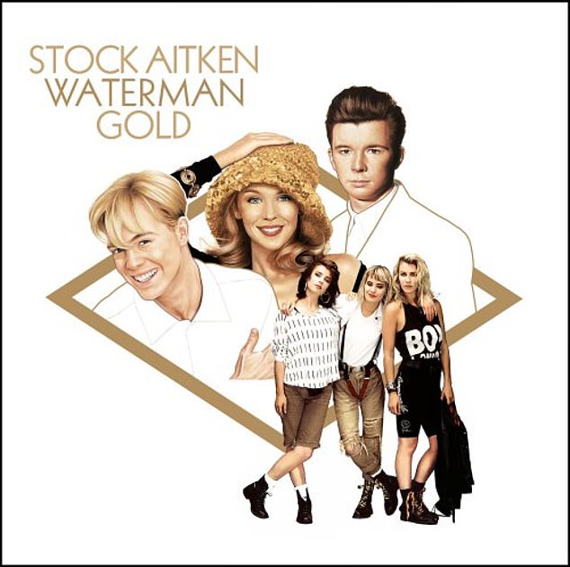 Rick Astley, Kylie Minogue, and Jason Donovan on the cover of Stock Aitken Waterman (SAW) Gold CD, alongside Bananarama