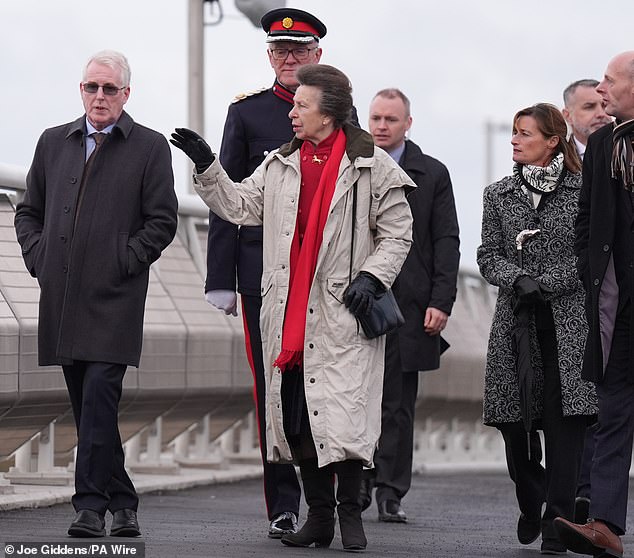 The Princess Royal during the officially opening of the Gull Wing Bridge in Lowestoft, Suffolk