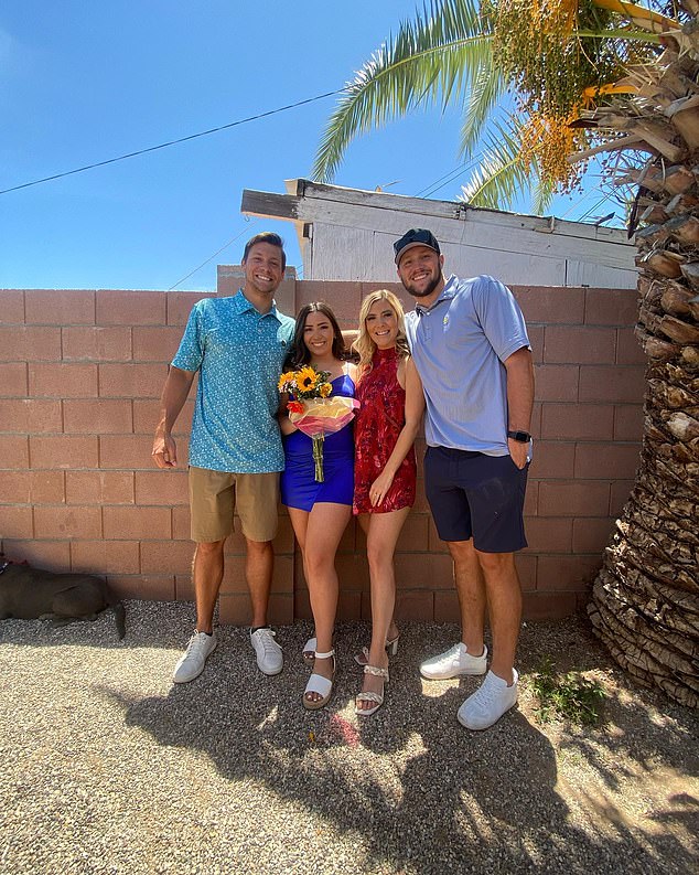 Makenna Allen (left center), is close with her brother and has supported his football journey