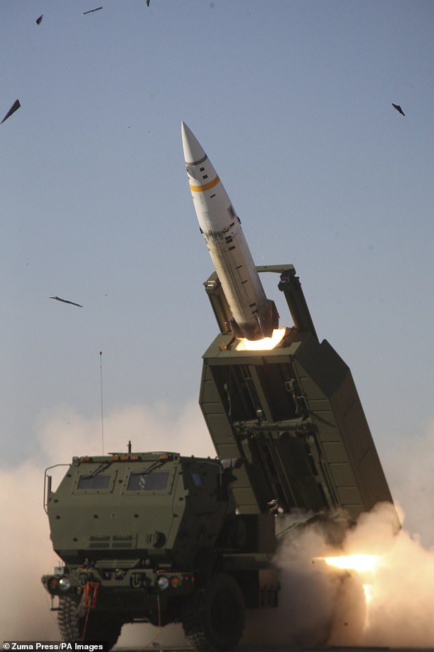 A U.S. Army M57A1 Tactical Missile System missile or ATACMS tested in New Mexico, 2012