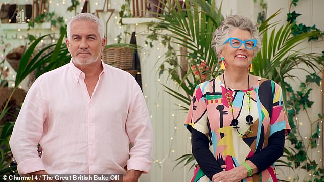 This could make food shows like The Great British Bake Off more immersive as viewers try the food alongside hosts Paul Hollywood and Prue Leith (pictured)